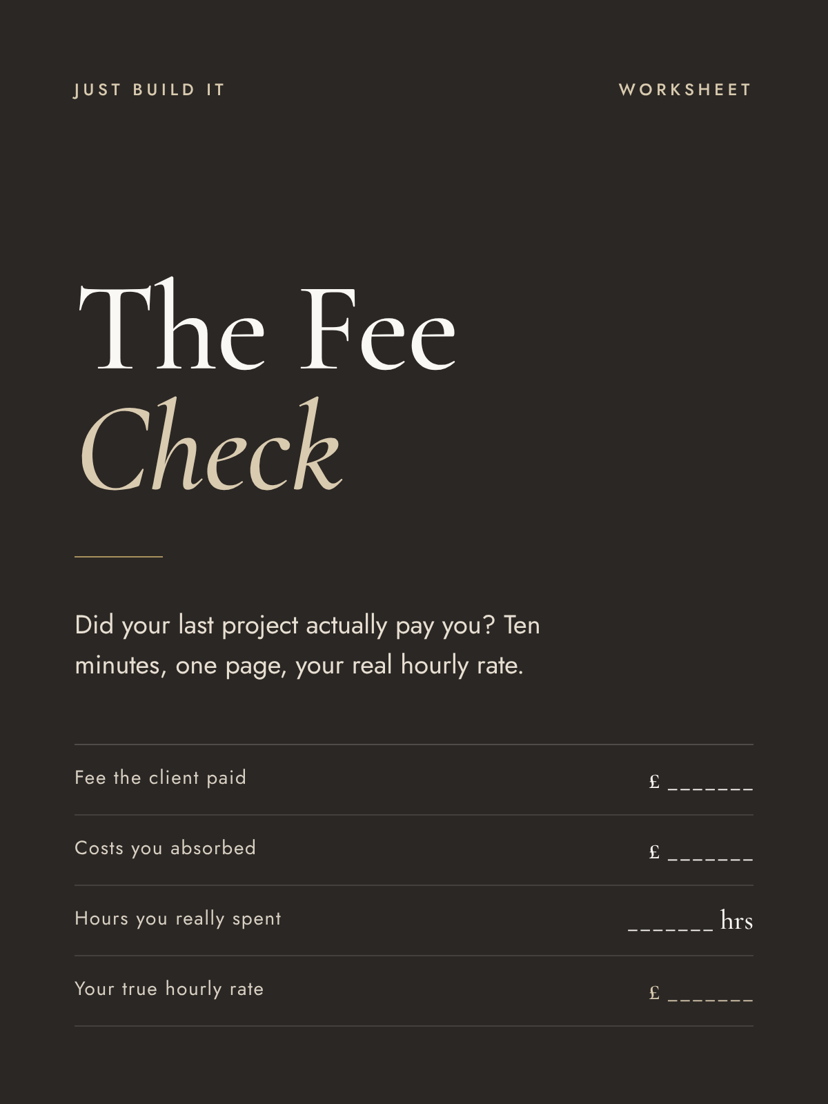 The Fee Check worksheet cover